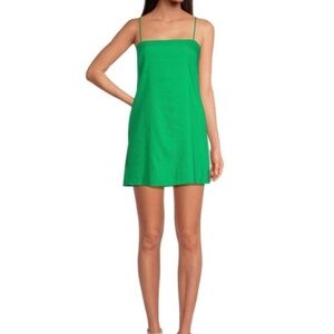 Gianni Bini Kourtney Linen Blend Straight Green Sleeveless Short Dress